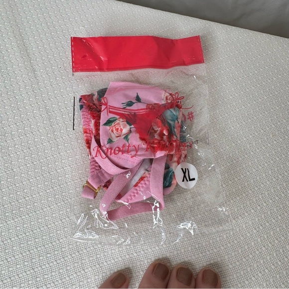 Floral Pink and Red Thong Panties Intimates by Knotty Size XL NWT - Picture 8 of 8